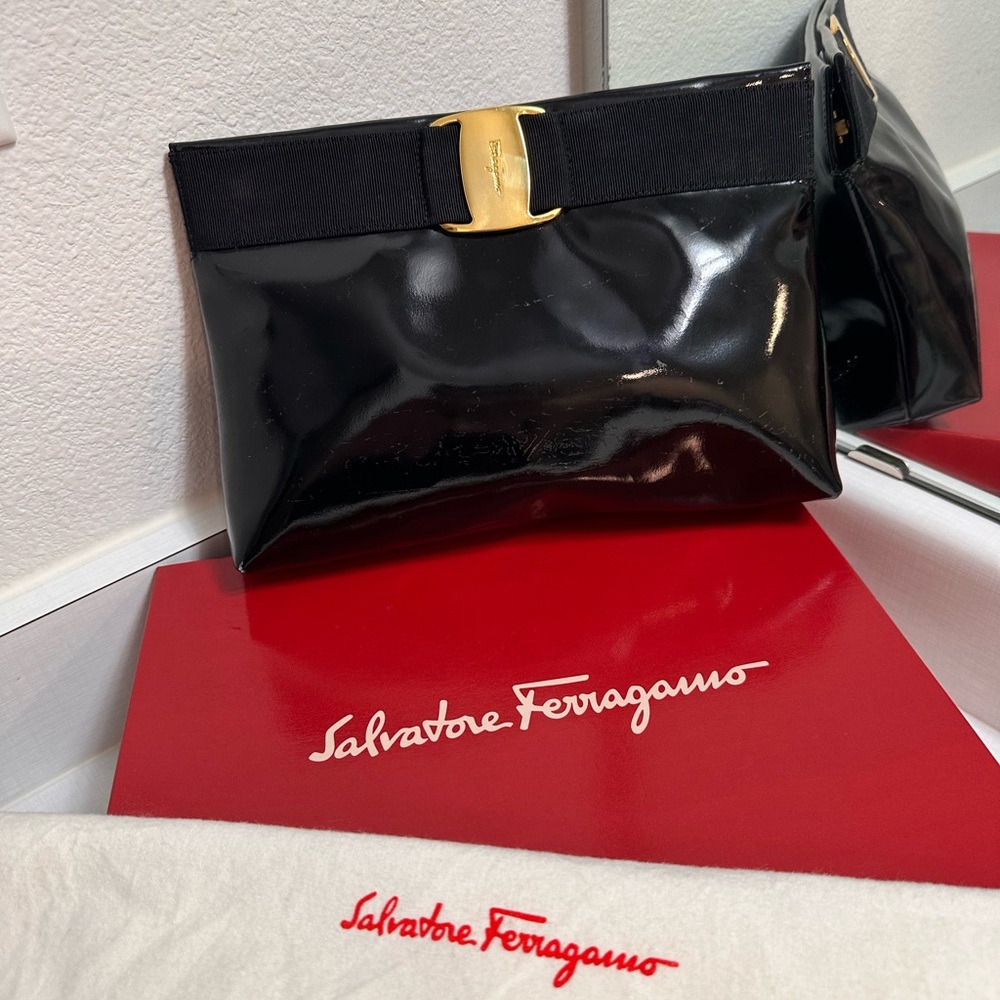 Salvatore Ferragamo Black Clutch Bag